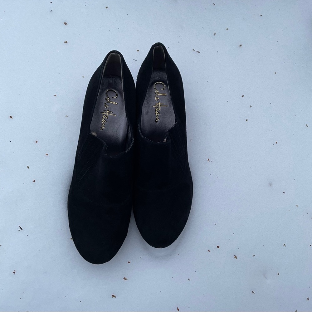 Cole Haan black suede Talia ankle heels